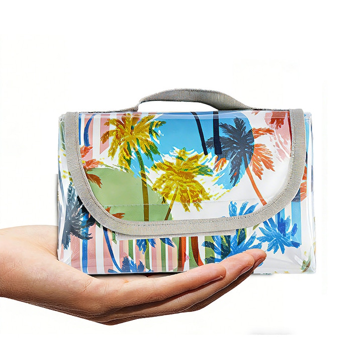 Saltea de picnic portabila, saltea de plaja pliabila, 145*200 mm, locuri pentru 4-6 persoane, impermeabila si rezistenta la nisip, pentru camping, plaja si picnicuri in familie, inodora, farmecul verii