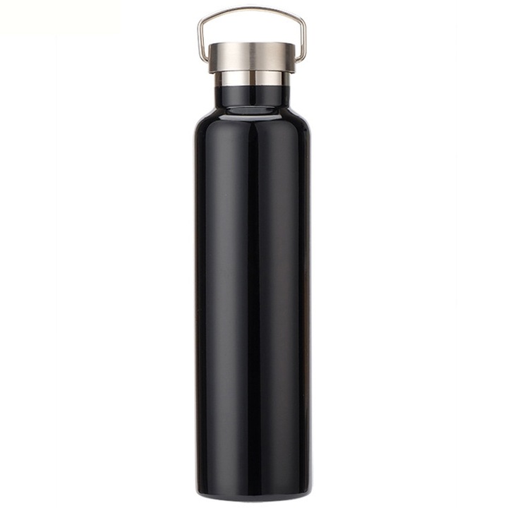 Termos din otel inoxidabil 304, capacitate 1000ml, izolatie 24 ore, negru, 31x8cm