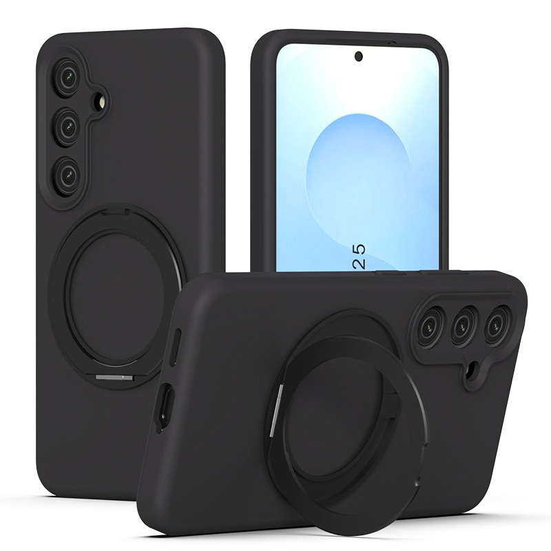 Husa telefon compatibila cu Samsung Galaxy S25/S24, silicon lichid durabil, protectie camera 360°, negru