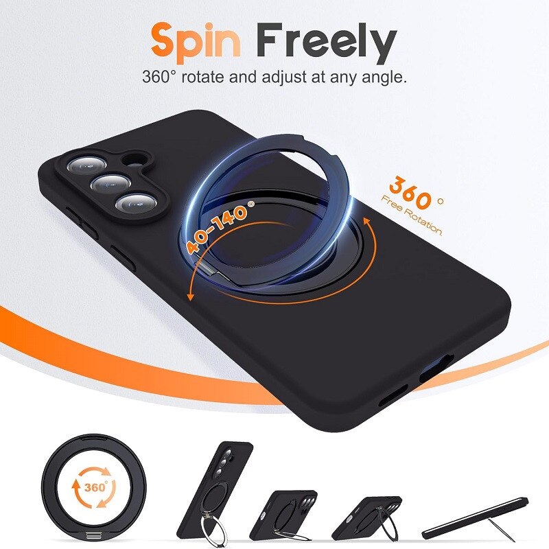 Husa telefon compatibila cu Samsung Galaxy S25/S24, silicon lichid durabil, protectie camera 360°, negru