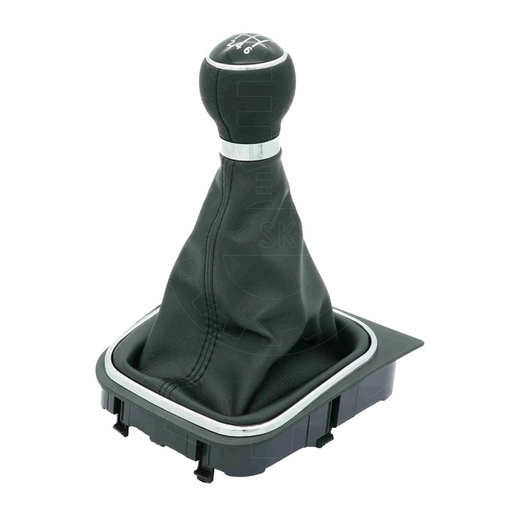 Комплект топка/маншон за скоростен лост SKV, черен/хром, за VW Caddy III, EOS, Golf V VI, Jetta III, Touran