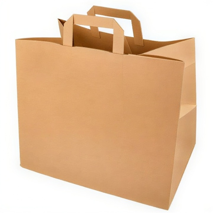 Set 50x punga din hartie cu maner plat 26x17x25cm, biodegradabile, PAPSTAR