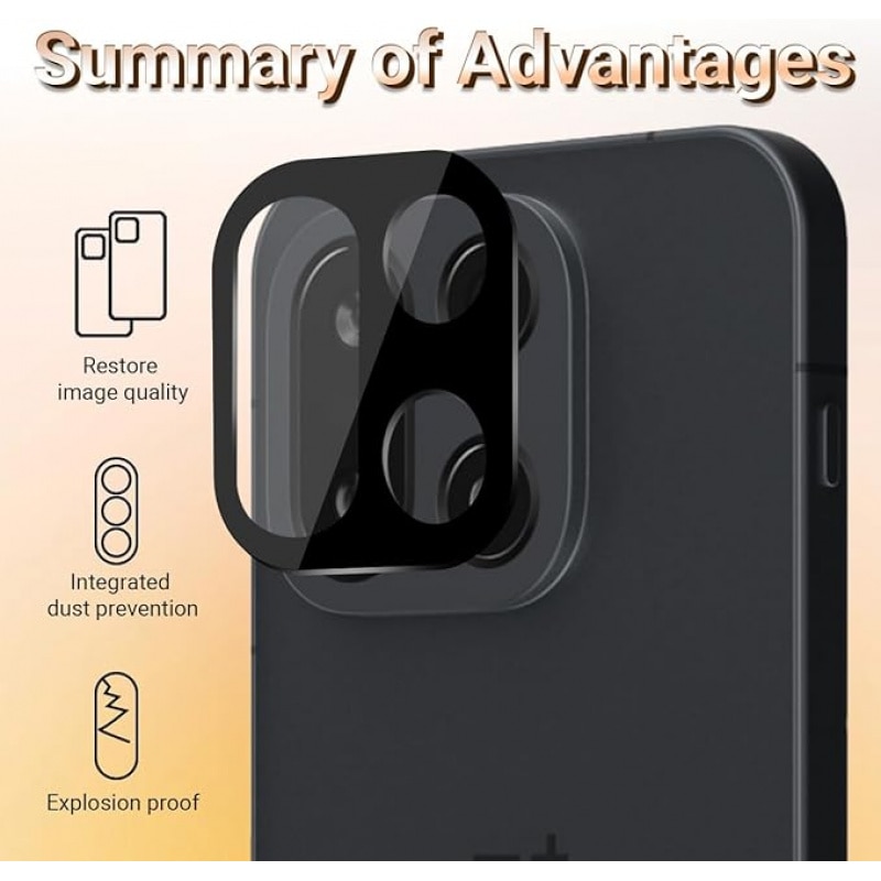Set 2 Folii Protectie Camera Foto, Sticla Securizata, 9H, Negru, 0.33mm, compatibile cu OnePlus 15
