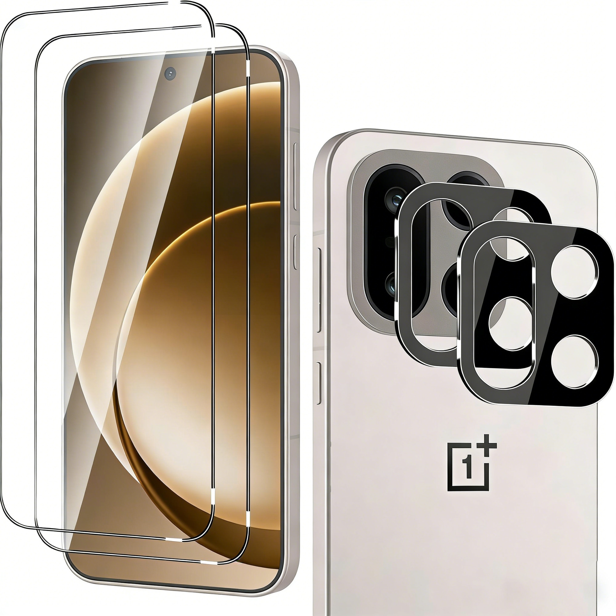 Folie protectie ecran si camera compatibile cu OnePlus 15, set 2+2, sticla securizata, transparenta/neagra, 9H, 0.33mm