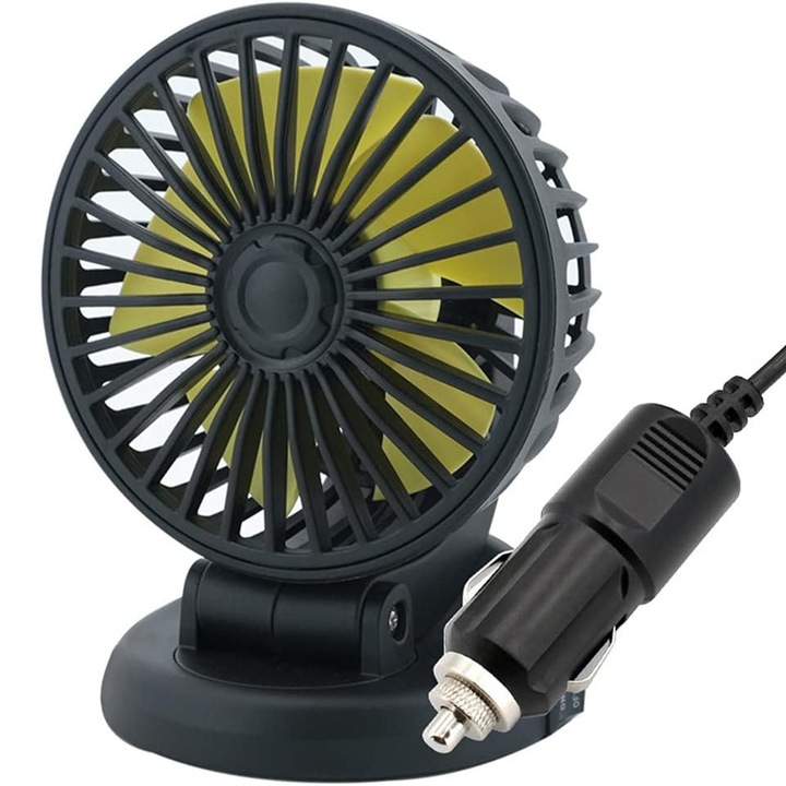 Вентилатор за кола Auto Bedee 12V ротативен на 360°, черен, 17x10.5x10.5cm