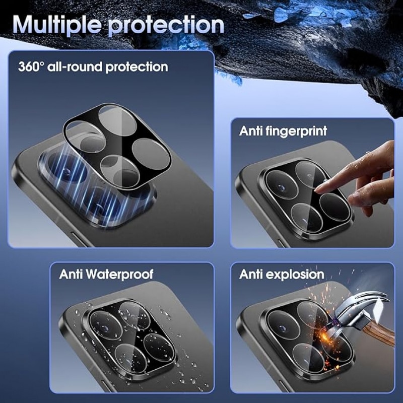 Set 2 folii sticla securizata 9H protectie camera compatibile cu Xiaomi 15T negru 0.33mm