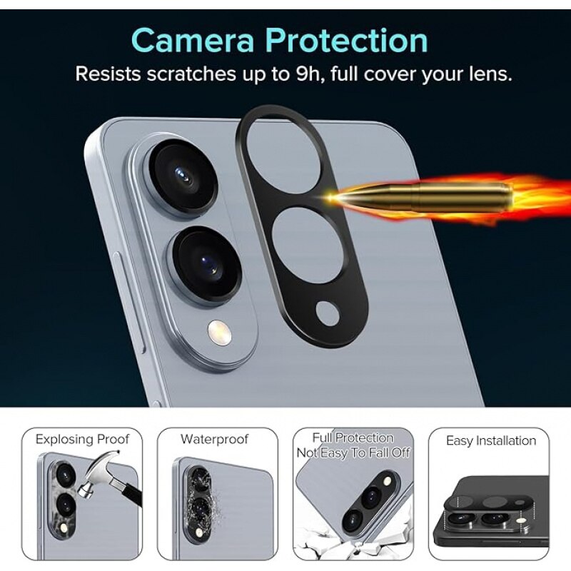 Compatibil cu Samsung Galaxy S25 Edge – protectie pentru ecran, [Pachet 2+2] Sticla securizata + protectie pentru lentila camerei, [Anti-zgarieturi] [Fara bule], duritate 9H, HD