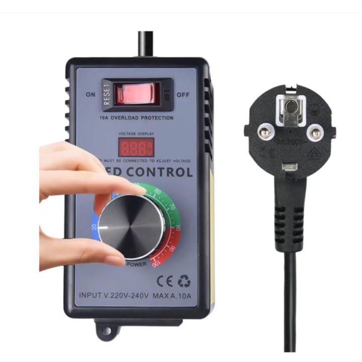 Регулатор на обороти AC 220V-240V, 10A 4000W, за фреза, бормашина, вентилатор и машина за полиране, електронен регулатор на напрежението със защита от претоварване и LED дисплей