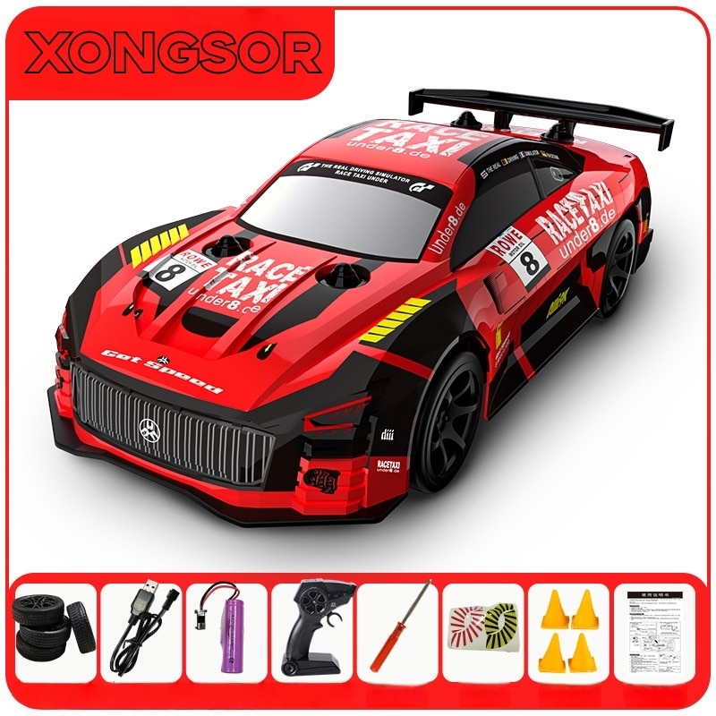 Masinuta Mini Drift RC, 1/76, 7 km/h, rosu, 67.5x28.8x19.5mm - eMAG.ro