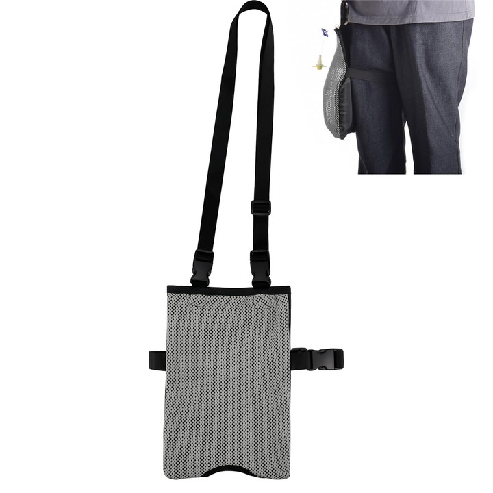 Husa pentru punga de cateter JOVYNEX, suport portabil pentru drenaj urinar, capacitate 2L, gri, 28x19.5cm