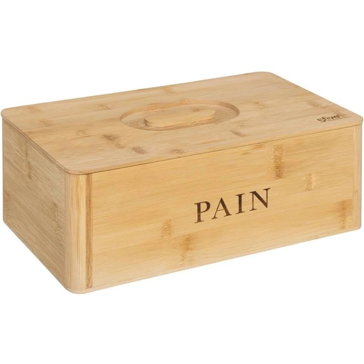 5Five bambusz kenyérszekrény természetes kialakítással és felhajtható fedéllel, 33x13x20 cm, természetes barna