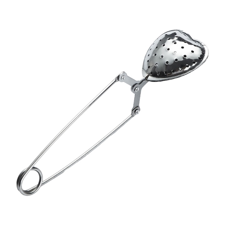 Rozsdamentes acél teatojás, golyó, rugós fogantyú, 7cm