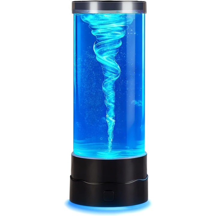 Lampa Tornado cu Efect Vartej de Apa, Bedee, Lumina LED cu 7 Culori Schimbatoare, Alimentare USB, Decor Unic si Cadou pentru Camera, Dormitor sau Birou, Lumina pentru relaxare, 21x7.6cm, Negru