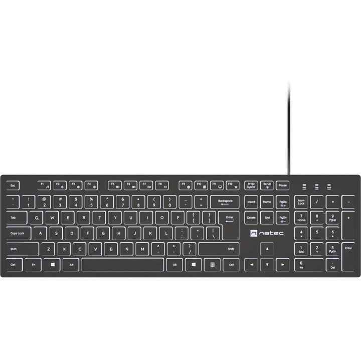 Клавиатура Natec Herring Glow, Черен, USB