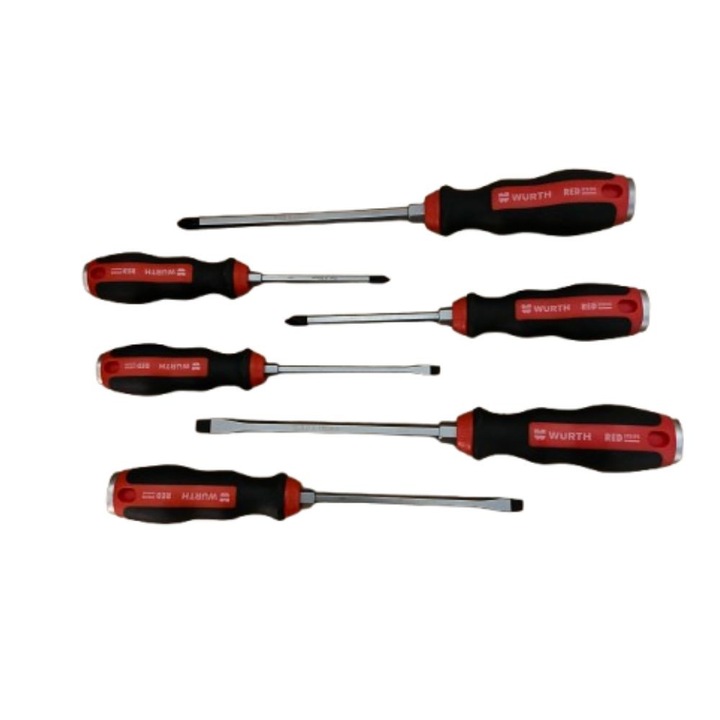 Комплект от 6 части ударни отвертки Würth RedStripe – PH SL с проходно острие