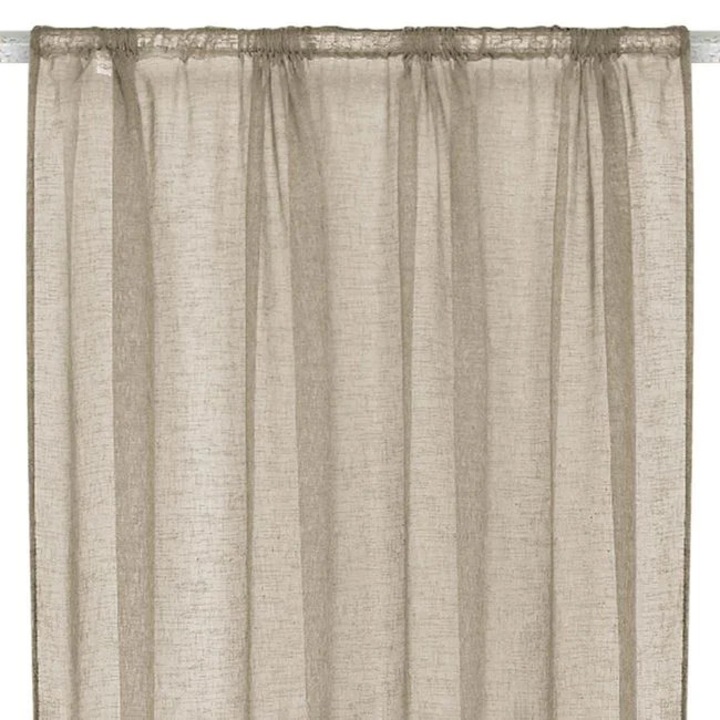 Прозрачно перде за прозорец, С перделък, Лека тъкан, 140x260 см, Бежов