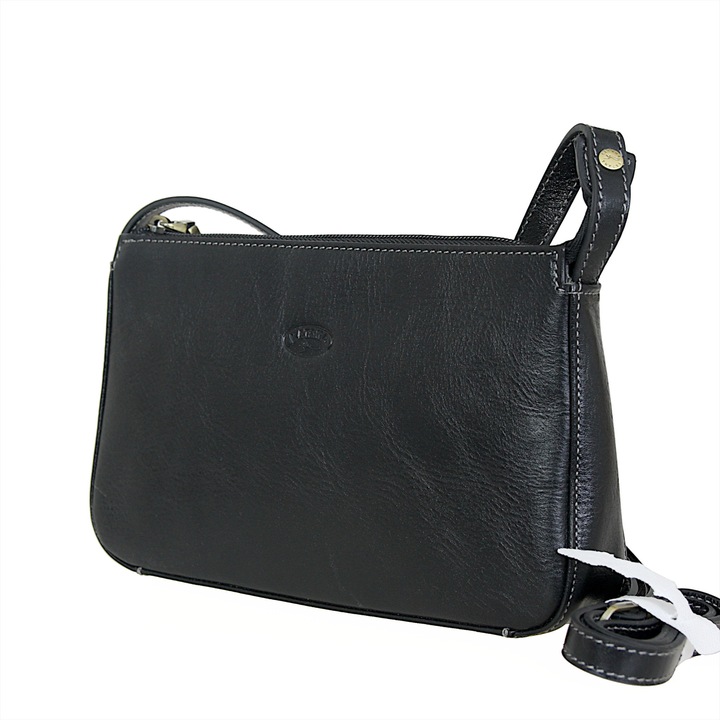 Geanta dama Katana din piele naturala, neagra, 3 buzunare, 16x4, 5x25cm