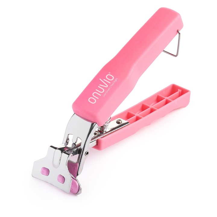 Univerzális csipesz típusú fogantyú forró edényekhez, lábasokhoz, serpenyőkhöz és tepsikhez, csúszásmentes, zárrendszerrel, rozsdamentes acél, hőálló, 17, 5 × 4 cm, Onuvio® – Rózsaszín