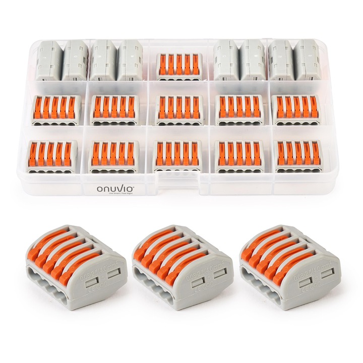 222-415 típusú gyors elektromos csatlakozó készlet, 19 db, 2 pólusú karos sorkapocs, elektromos szerelésekhez – Onuvio®