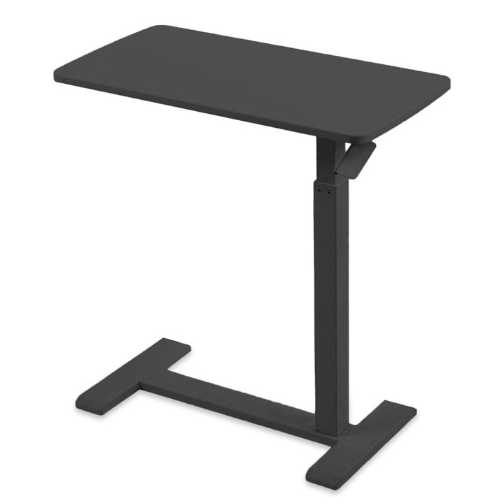 Állítható laptopasztal kerekekkel – magasságállítható (65–90 cm), MDF asztallap 68×36 cm, ágyhoz és kanapéhoz, Onuvio® – Fekete