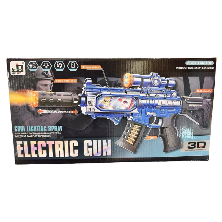 Pusca de jucarie Electric Gun cu fum sunete si lumini