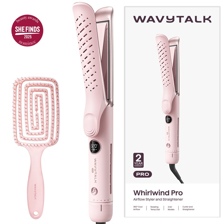 Wavytalk Whirlwind Pro hajgöndörítő és hajegyenesítő, 2 az 1-ben, 5 hőmérséklet-beállítás, hideg levegő áramlás