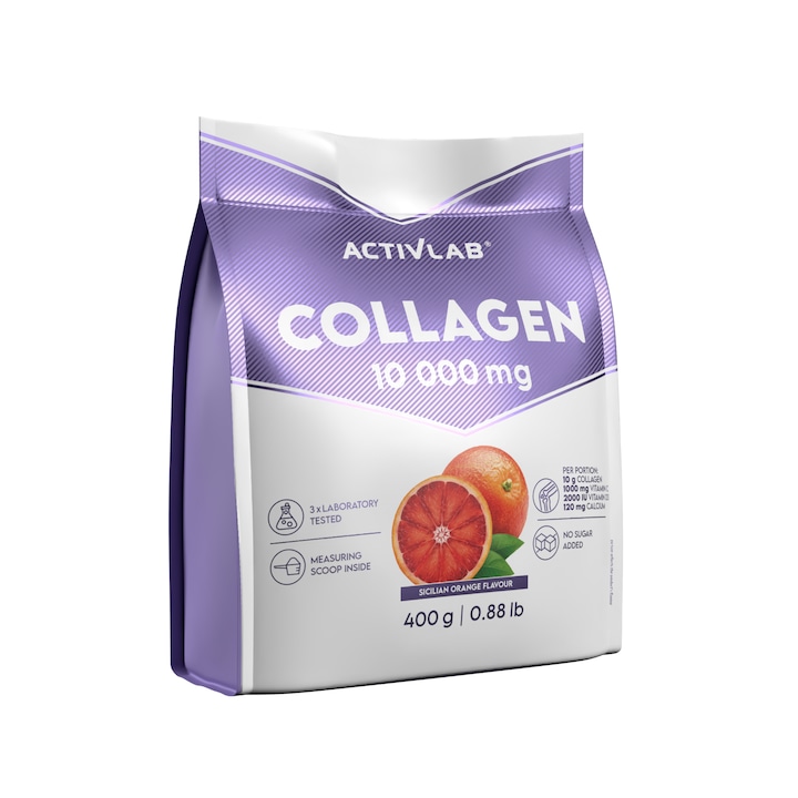 Activlab Collagen 10 000 mg хидролизиран колаген тип II на прах, 400 g, вкус червен портокал
