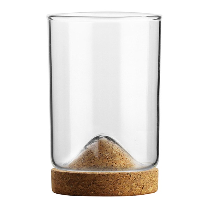 Whisky pohár boroszilikát üvegből, tömörfa tartóval, 250ml