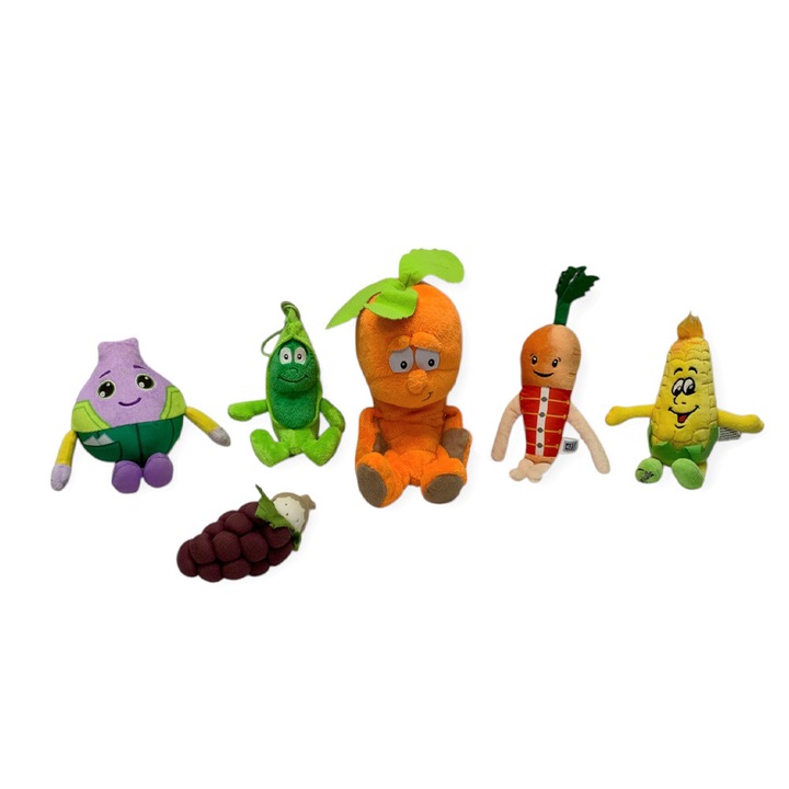 Комплект плюшени играчки Chippo 21-99-345 1-130, Плюшени зеленчуци, 6 бр, 30 см, 25 см, 22 см, 20 см, 17 см, 15 см, Многоцветен