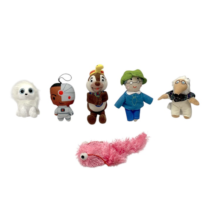 Комплект плюшени играчки Chippo 21-99-347 1-130, Анимационни герои, 6 бр, 10 см, Многоцветен