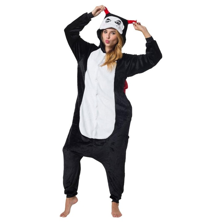 Costum kigurumi unisex Katara Kigurumi Diable 180761438 90-47, Glugă, Material moale, L, 165-175cm, Negru