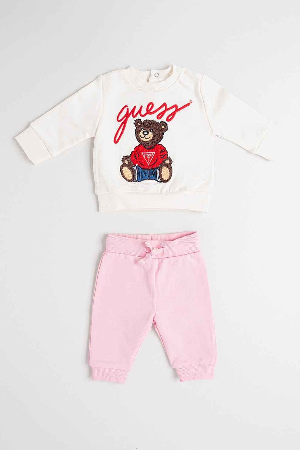GUESS KIDS, Set de bluza cu imprimeu si pantaloni - 2 piese, Rosu, Maro, Bej deschis, 68-76 CM
