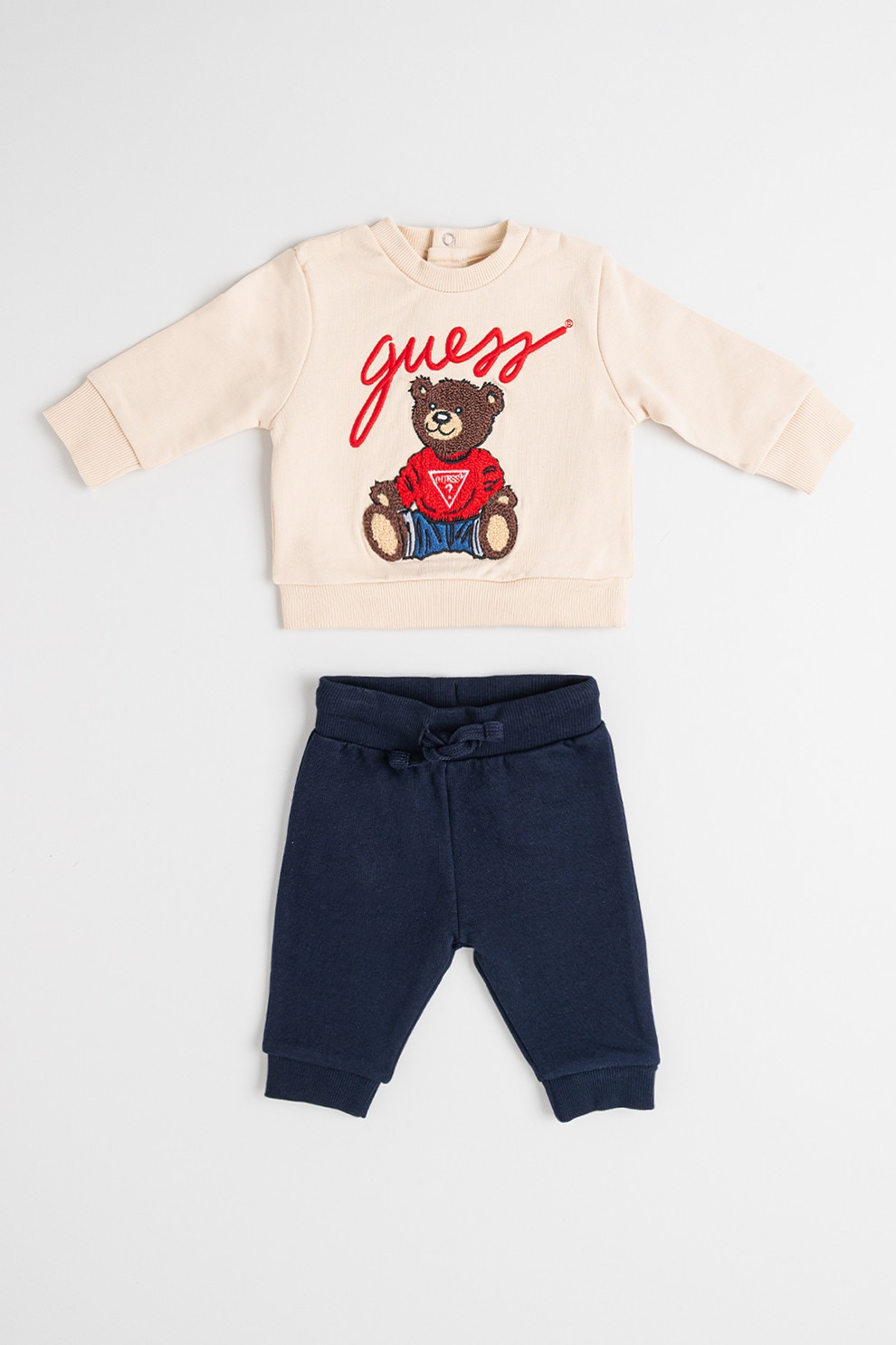 GUESS KIDS, Set de bluza cu imprimeu si pantaloni - 2 piese, Rosu, Albastru ultramarin, Bej deschis, 68-76 CM