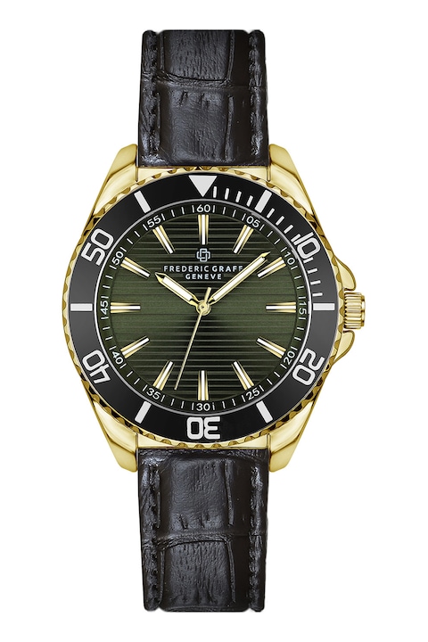 Frederic Graff, Овален часовник с кожена каишка, Златист, Черен