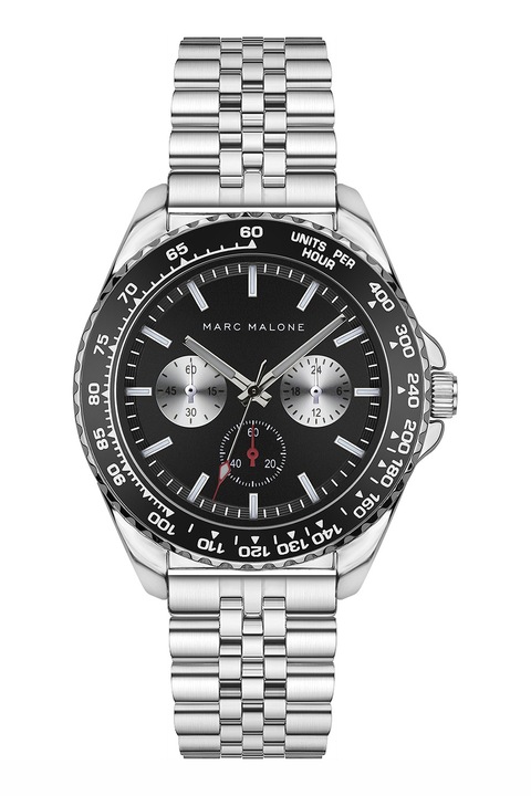 Marc Malone, Ceas cronograf din otel inoxidabil, Argintiu