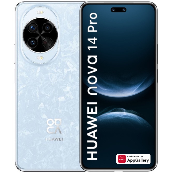 Telefon mobil Huawei nova 14 Pro, Dual SIM, 12GB RAM, 512GB, Crystal Blue
