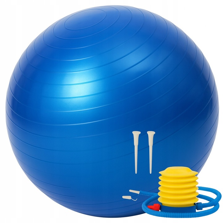 Фитнес топка за гимнастика, йога, аеробика, пилатес, SNM, 65 x 65, синя, PVC, подобряване на стойката на тялото и намаляване на болките в гърба, особено в лумбалната област, укрепване на мускулите на корема, глутеусите и гърба