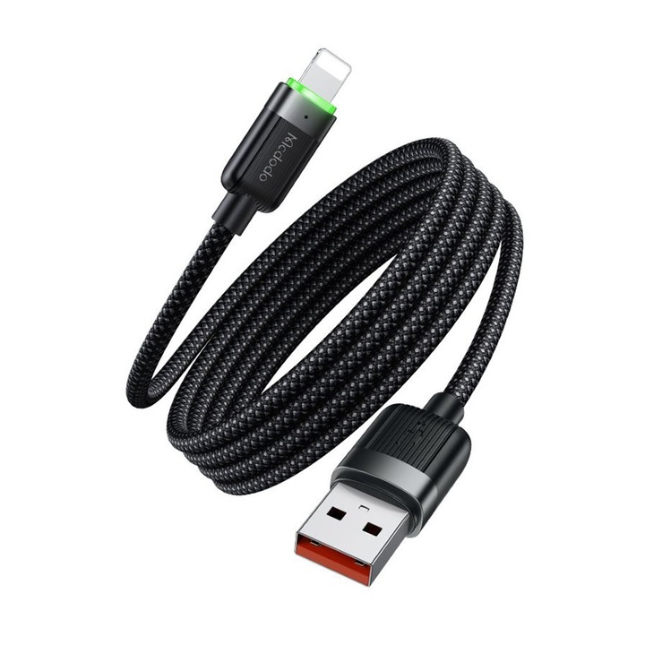 Кабел, USB-A към Lightning, 3A, 1.2м - Mcdodo Self-Winding Series - Черен