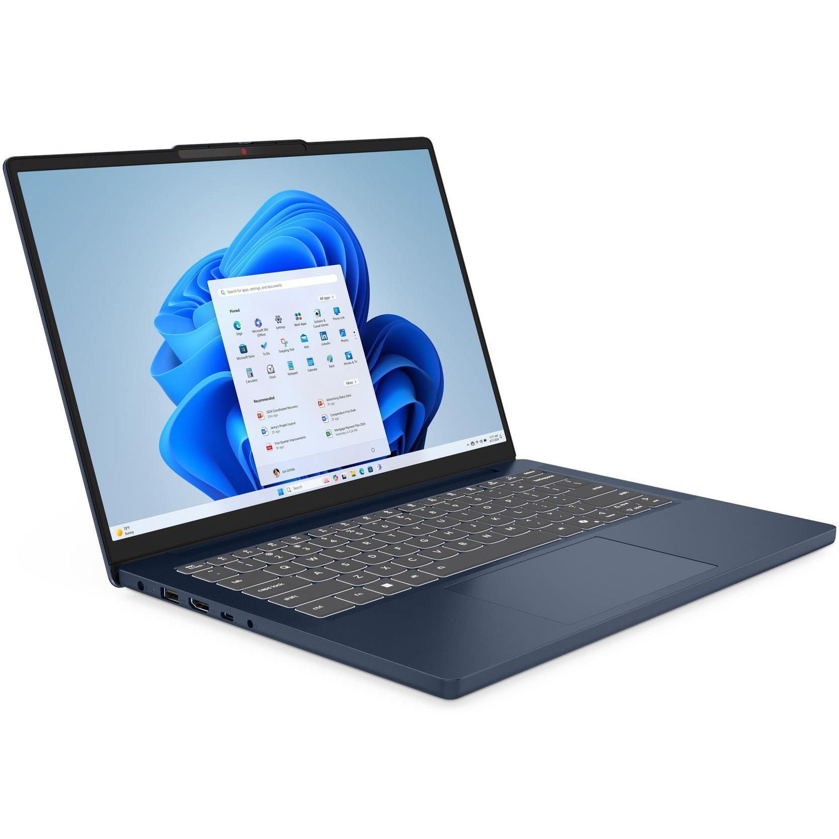 Laptop Lenovo IdeaPad Slim 3 14IRH10 cu procesor Intel® Core i5-13420H pana la 4.6GHz, 14" WUXGA, OLED, 16GB DDR5 RAM, 1TB SSD, Intel® UHD Graphics, No OS, Cosmic Blue