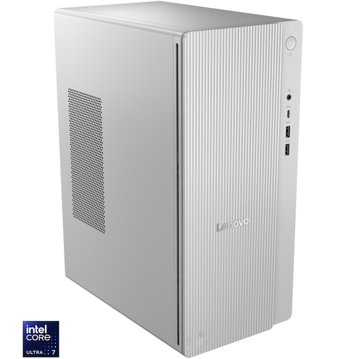 Sistem Desktop PC Lenovo IdeaCentre Tower 17IAS10 cu procesor Intel® Core Ultra 7 265 pana la 5.30GHz, 16GB DDR5, 1TB SSD M.2 2280, Integrated Intel® Graphics, NO OS, Cloud Grey