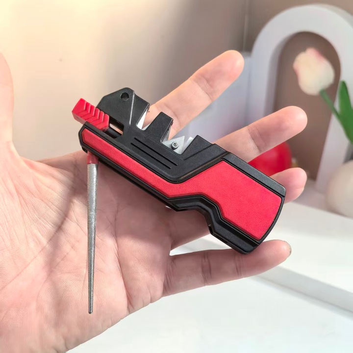Piatra ascutitoare manuala multifunctionala, tungsten si diamant, fina, mini，Rosu