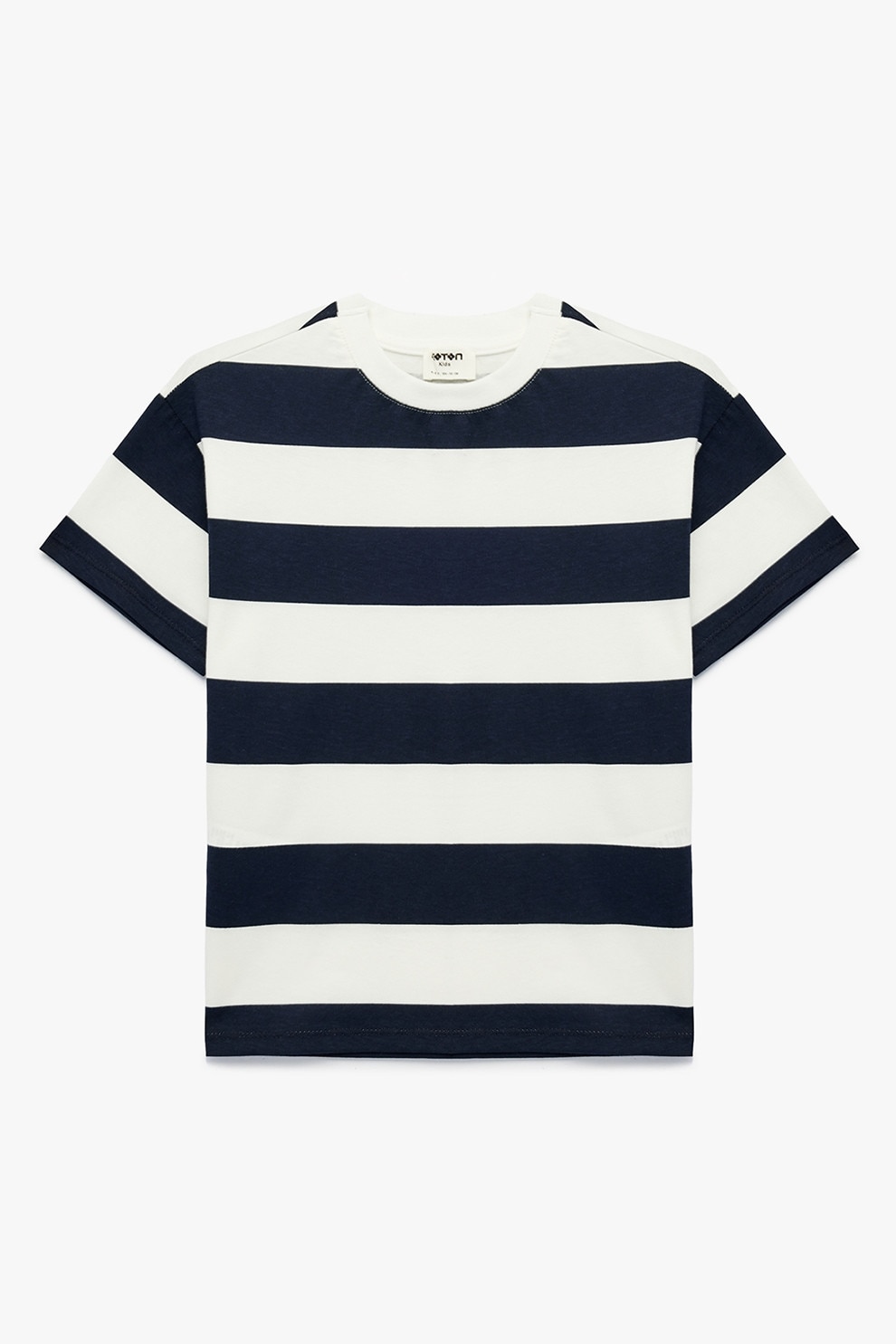 KOTON, Tricou din bumbac cu dungi, Alb fildes, Albastru ultramarin, 146-152 CM