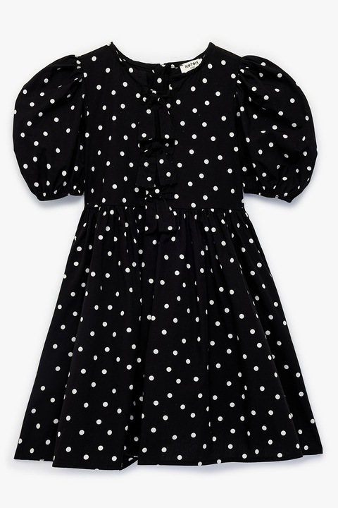 KOTON, Rochie cu maneci scurte si model buline, Alb/Negru