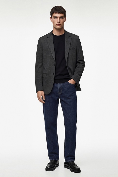 KOTON, Sacou slim-fit cu buzunare cu clapa, Gri antracit