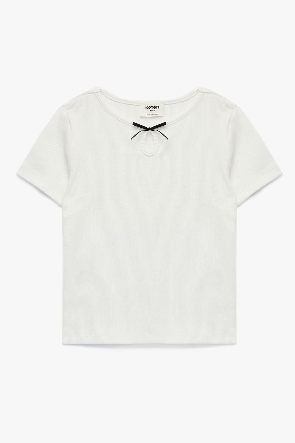 KOTON, Tricou cu detaliu decupat si aplicatie funda, Alb murdar, 158-164 CM