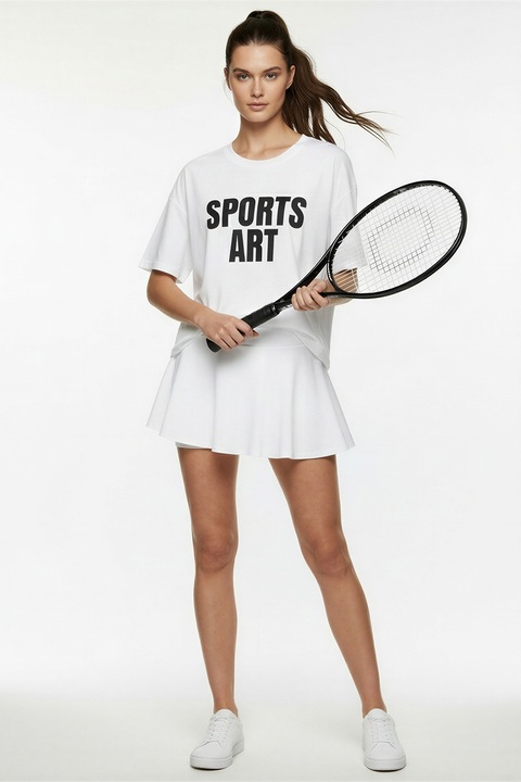 KOTON, Fusta-pantalon scurta cu pliuri, Alb