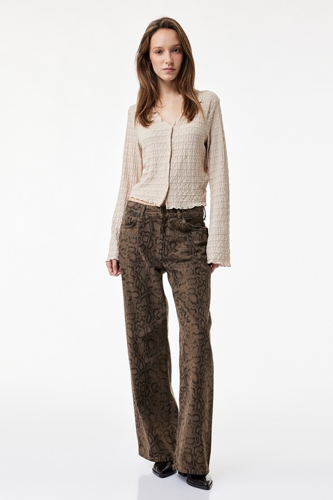 KOTON, Camasa texturata cu maneci lungi, Maro nisip