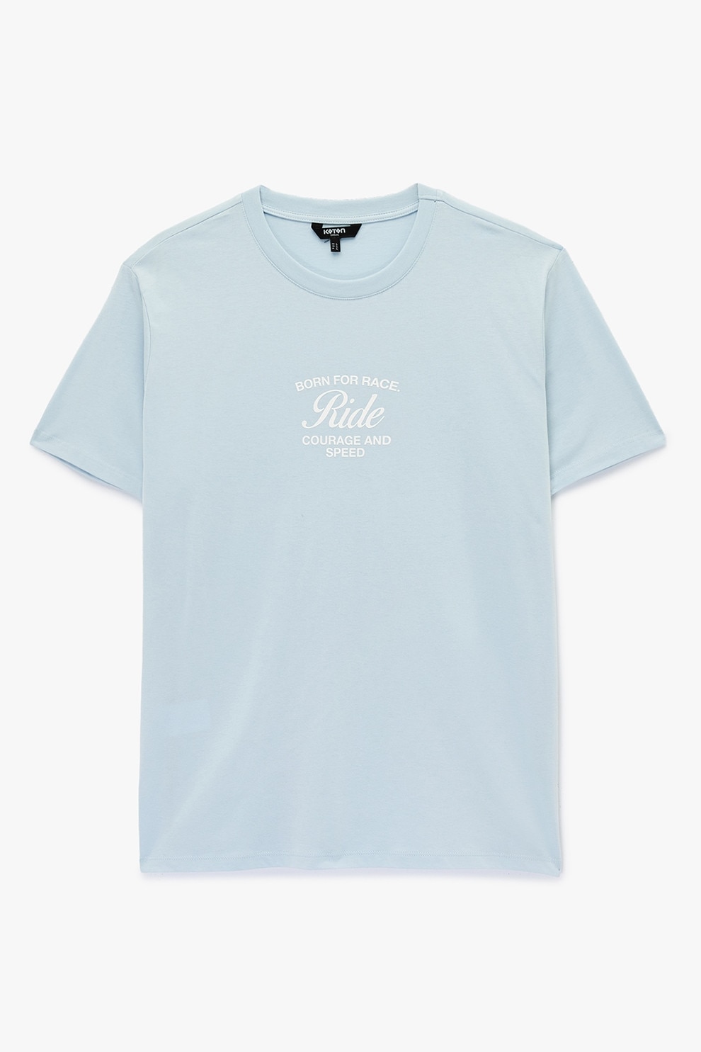 KOTON, Tricou din bumbac cu imprimeu text, Albastru deschis, S