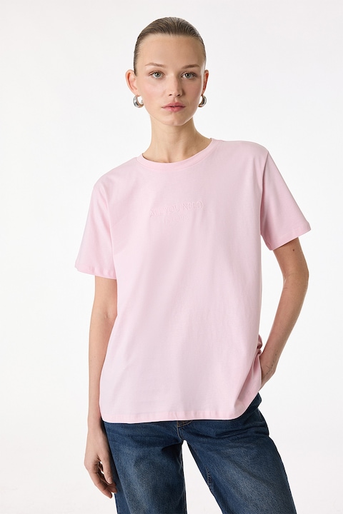 KOTON, Tricou lejer din bumbac, Roz pastel