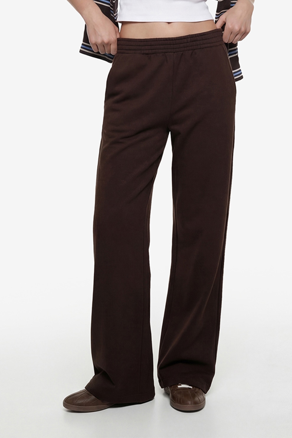 KOTON, Pantaloni relaxed fit din amestec de bumbac, Maro inchis, M